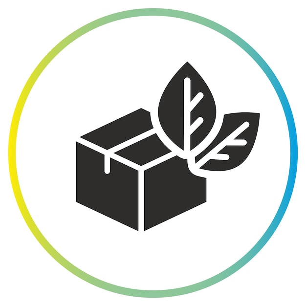 Vecteur boîte avec icône de feuilles emballage écologique
