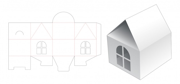 Boîte Maison Avec Gabarit Découpé Pour Fenêtre