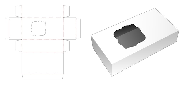 Boîte avec modèle de découpe de fenêtre courbe