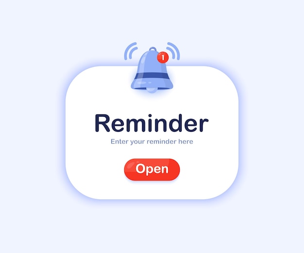 Boîte de notifications push de rappel Boîte d'alerte d'événement boîte de notification Web et avis d'annonce Rappel d'événements de planification d'affaires et calendrier Rappel de calendrier