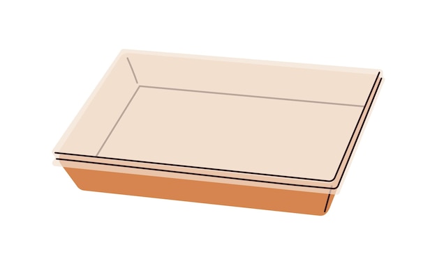 Vecteur boîte à nourriture emballage en papier kraft pour le déjeuner emballage en carton à emporter fermé avec un couvercle transparent emballage rectangulaire vide illustration vectorielle plate isolée sur fond blanc