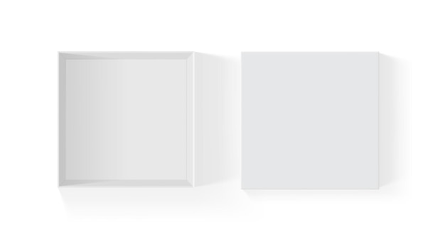 boîte de papier blanc ouvert isolé