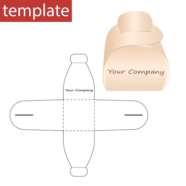 Vecteur boîte en papier bonbonnière avec gabarit découpé