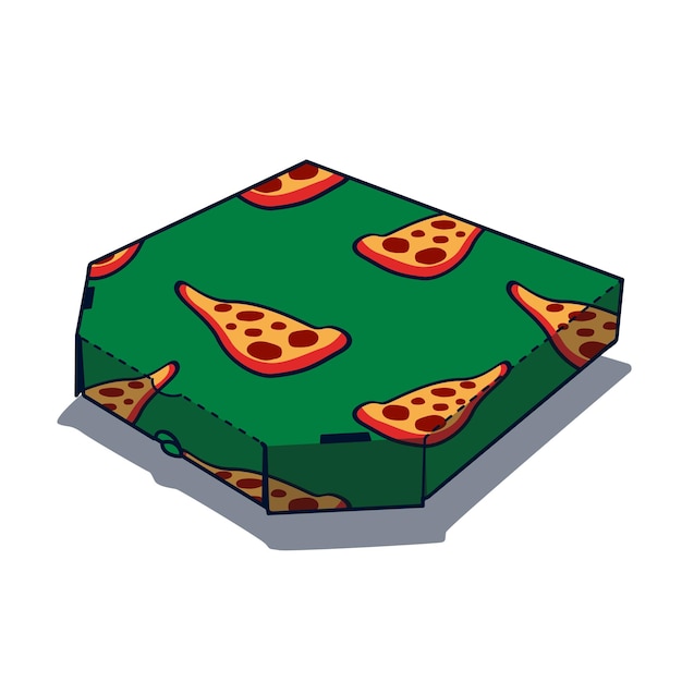 Vecteur une boîte à pizza intéressante vert foncé et une tranche de pizza peuvent être utilisées comme logo d'icône ou idée d'emballage graphiques vectoriels motif stylisé