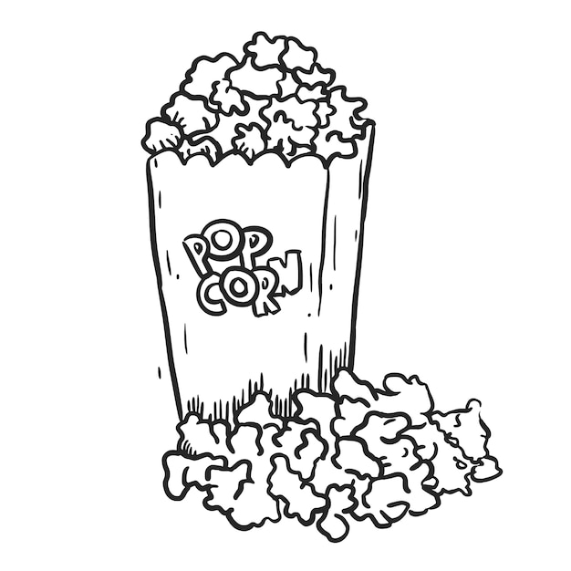 Vecteur boîte de pop corn art en ligne, fond blanc. isolé. illustration vectorielle