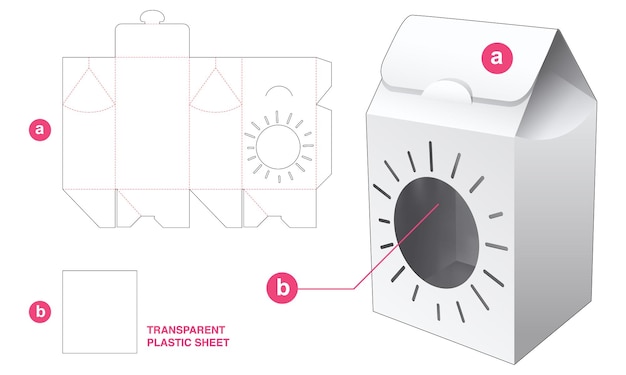 Boîte De Sac à Rabat D'emballage Avec Fenêtre Solaire Et Modèle De Découpe De Feuille De Plastique Transparent