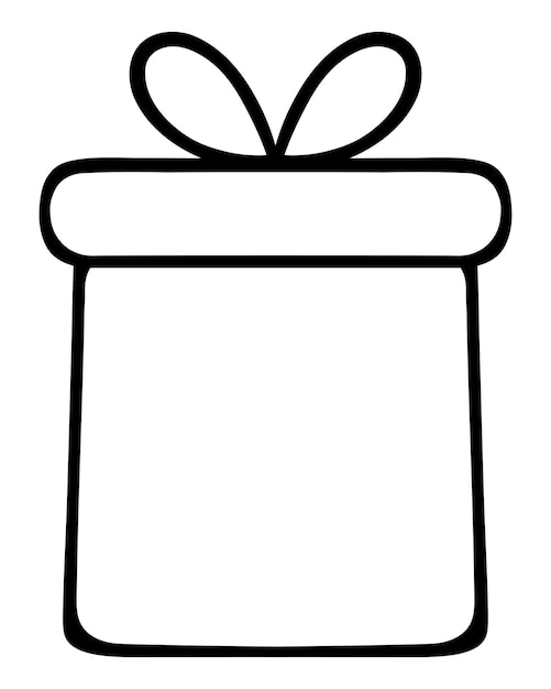 Vecteur la boîte surprise est fermée avec un couvercle décorée avec un nœud sketch doodle style