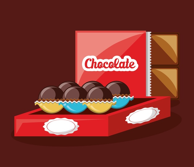 Vecteur boîte de truffes au chocolat sur fond
