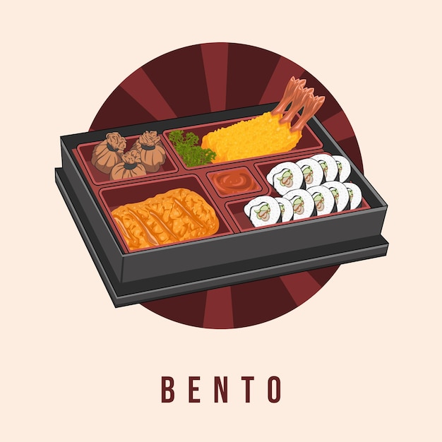 Vecteur boîtes à bento boîte à lunch japonaise divers aliments traditionnels asiatiques