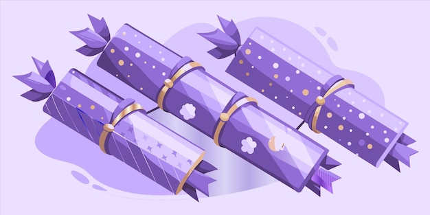 Vecteur des boîtes cadeaux violettes avec les mots pomme dessus