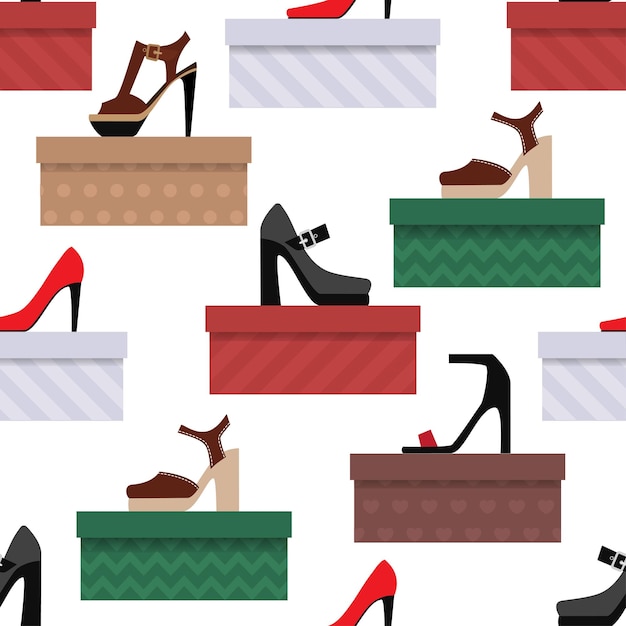 Les Boîtes à Chaussures Et Les Chaussures Pour Dames Forment Un Modèle Sans Couture