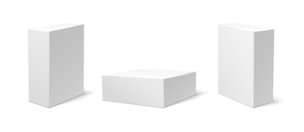 Boîtes d'emballage de maquette d'icône de vecteur blanc