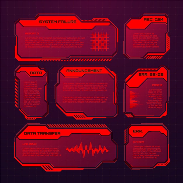 Les boîtes de texte de l'interface utilisateur scifi appelent les cadres de messages d'avertissement.
