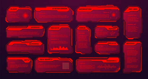 Les boîtes de texte de l'interface utilisateur scifi appelent les cadres de messages d'avertissement.