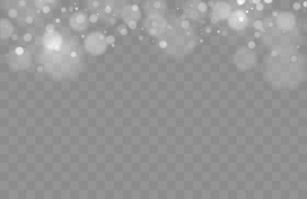 Bokeh brillant isolé sur fond gris Feux de bokeh avec des particules incandescentes
