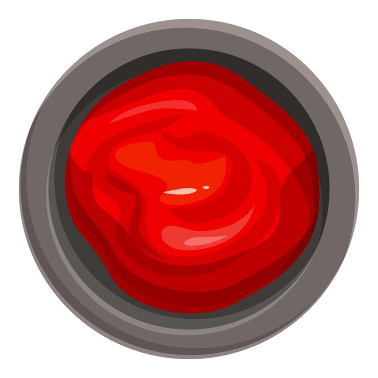 Vecteur un bol contenant du condiment de sauce au ketchup rouge