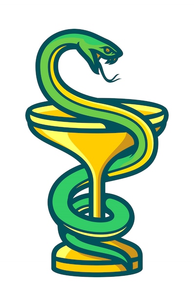 Vecteur bol d'hygieia symbole de la pharmacie logo