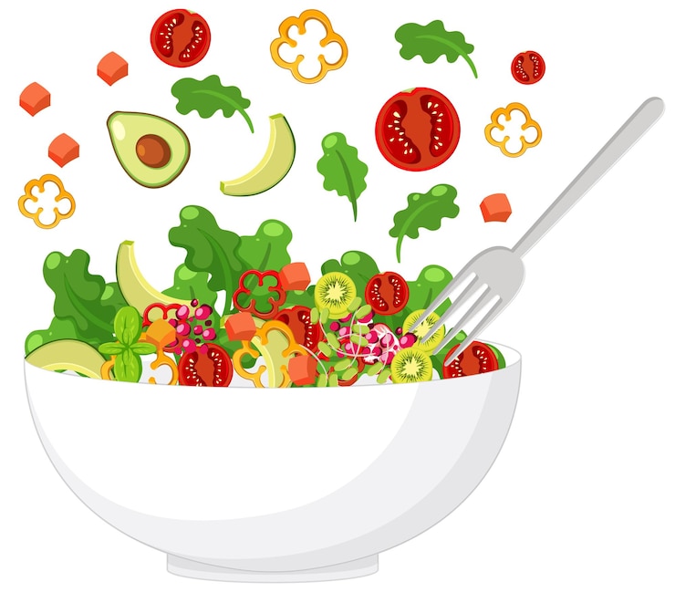 Vecteur un bol de salade de légumes frais et sains