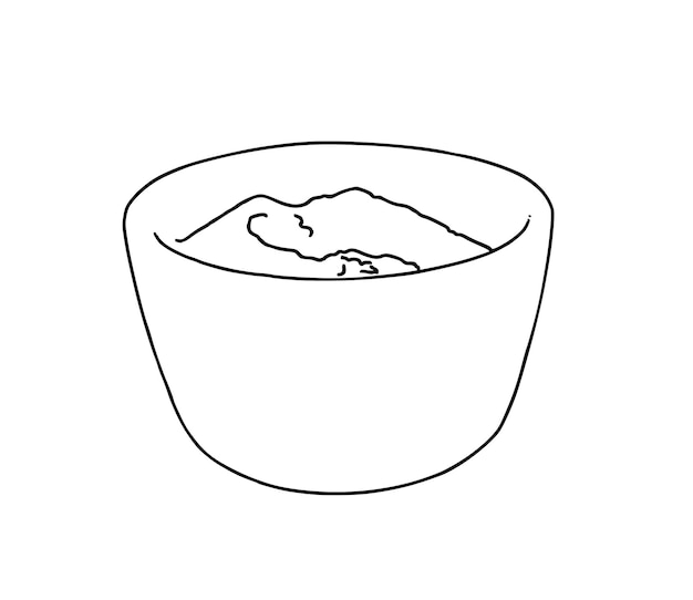 Bol de sauce avec sauce doodle livre de coloriage de dessin animé linéaire