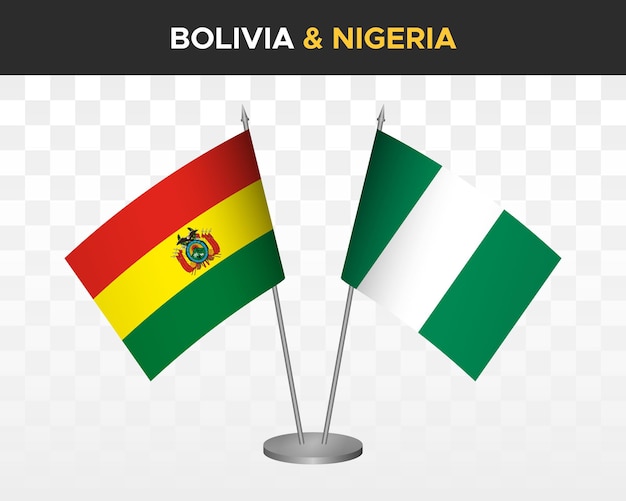 La Bolivie Contre Le Nigeria Maquette De Drapeaux De Bureau Isolé 3d Drapeaux De Table D'illustration Vectorielle