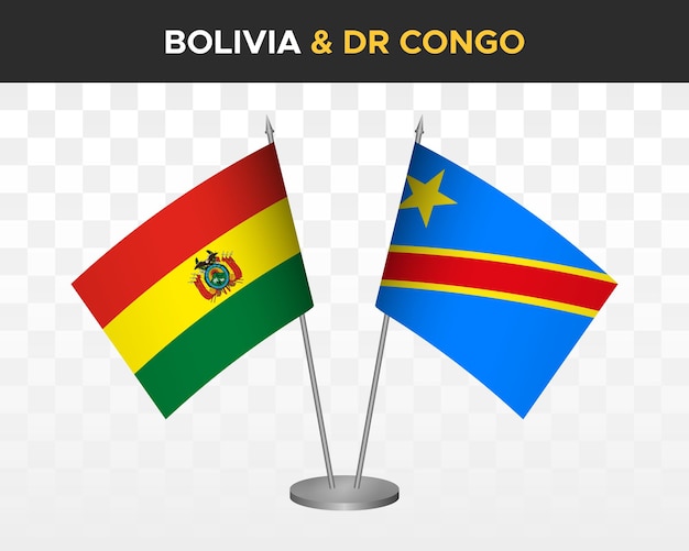 Bolivie Vs Congo Démocratique Dr Drapeaux De Bureau Maquette Isolé 3d Illustration Vectorielle Drapeaux De Table