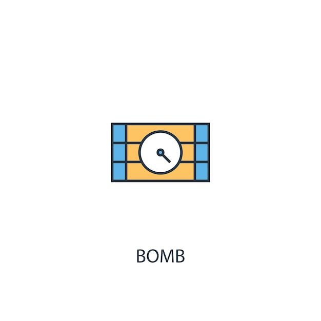 Bombe Concept 2 Icône De Ligne De Couleur. Illustration Simple D'élément Jaune Et Bleu. Conception De Symbole De Contour De Concept De Bombe