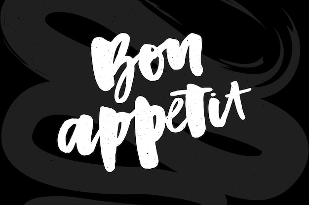 Bon Appétit 2 Lettres Calligraphie Pinceau Design Encre Noire