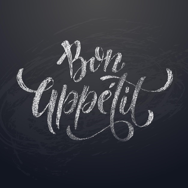 Vecteur bon appétit chalk text on chalkboard background vector illustration