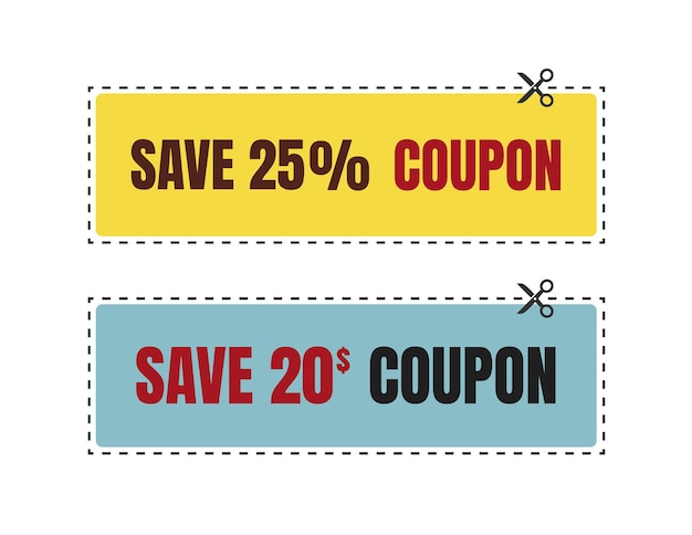 Bon-cadeau isolé de remise de coupon de vecteur pour l'ensemble des affaires de coupons promotionnels