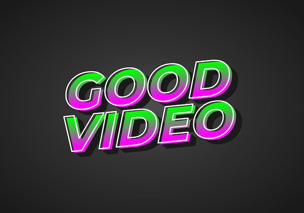Bon effet de texte vidéo en couleur accrocheuse avec effet d'aspect 3D