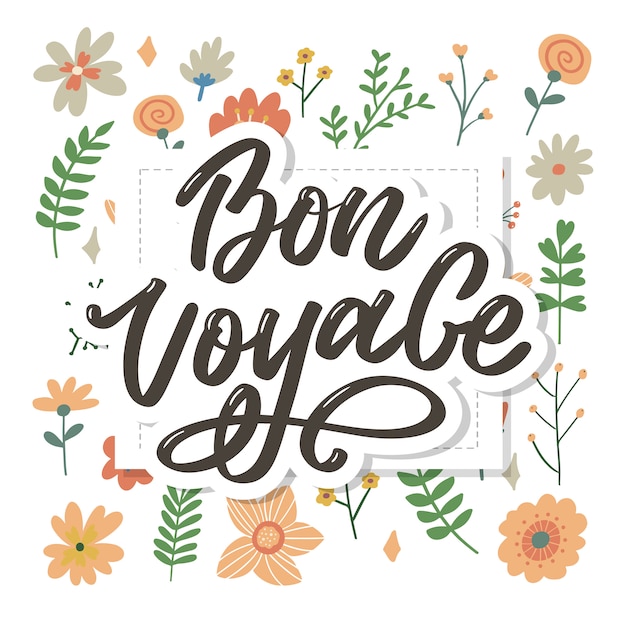 Vecteur bon voyage main lettrage calligraphie voyage