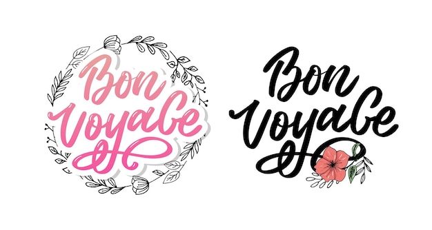 Vecteur bon voyage main lettrage