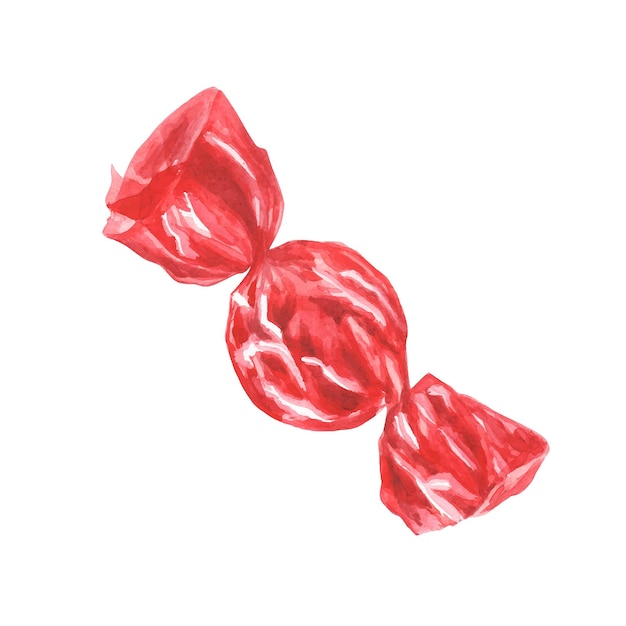 Bonbons aquarelle rouge doux dans le feuillage