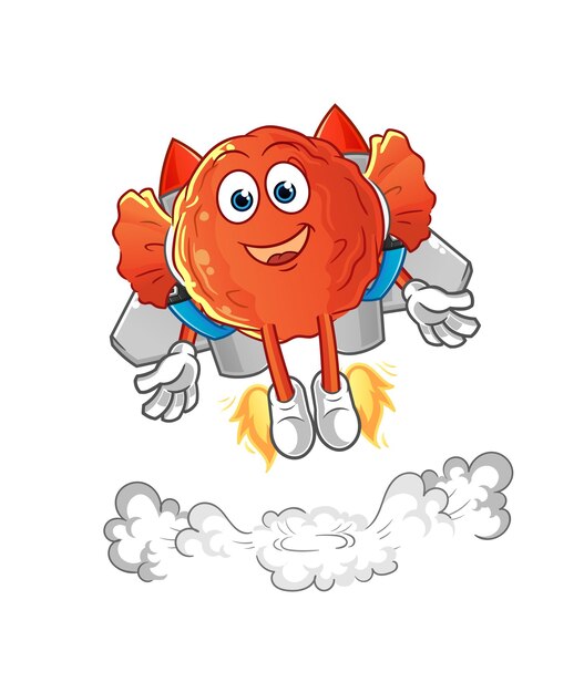 Bonbons emballés avec mascotte jetpack. vecteur de dessin animé