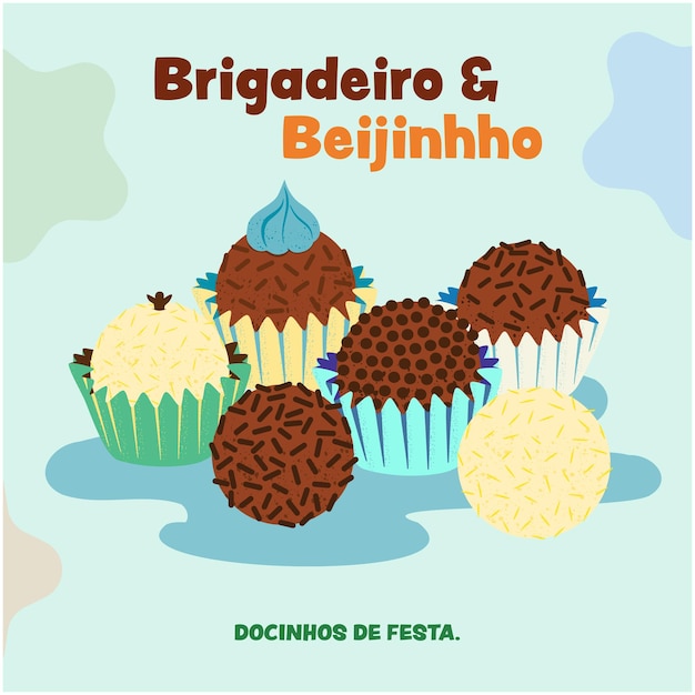 Vecteur bonbons de fête brigadeiro et beijinho