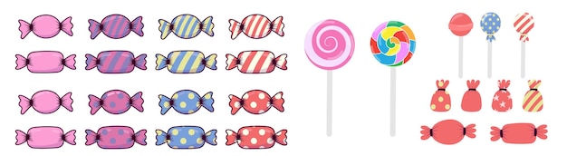 bonbons mignons vecteur sweetcandy sucette et chocolat