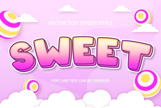 Bonbons Sucrés Logo Mignon Kawaii 3d Texte Modifiable Effet Style De Police Modèle Conception De Fond De Beauté