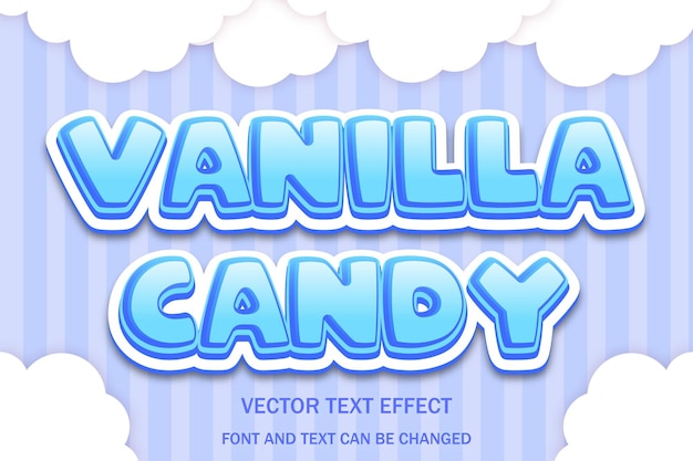 Bonbons à La Vanille Mignon Kawaii Nuage 3d Modèle De Style De Police D'effet De Texte Modifiable