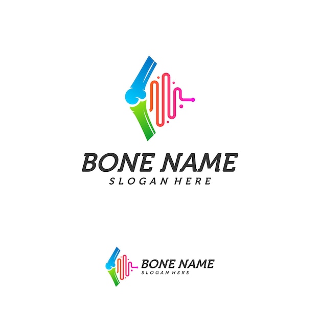 Bone Joint Pulse Logo Design Inspiration, Bone Health Logo Design Concept, Bone Treatment Logo Template Vector, Creative Icon