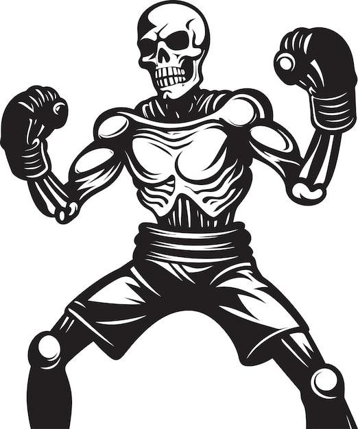 Vecteur bones de la bravoure dans la boxe squelettique cimetière de la gloire ascension du champion de boxe skelettique