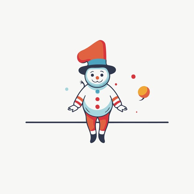 Vecteur un bonhomme de neige avec un chapeau rouge et un pantalon sur un fond blanc illustration vectorielle