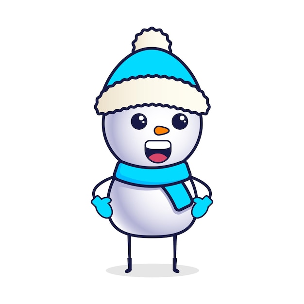 Bonhomme De Neige Dessin Animé Mignon Au Chapeau De Noël