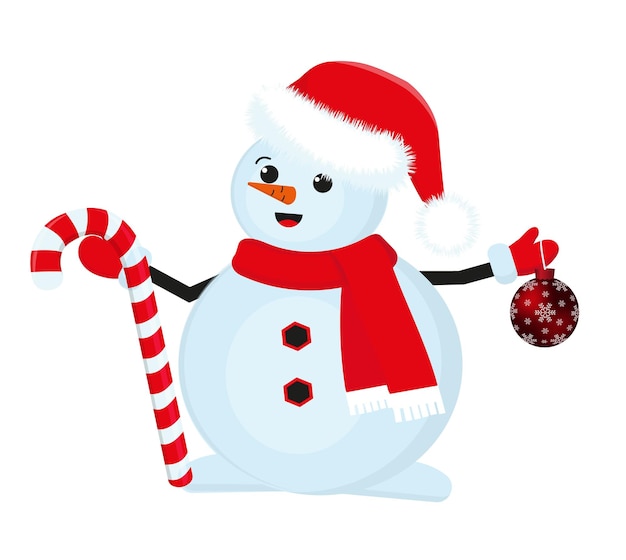 Bonhomme De Neige Du Nouvel An Illustration Vectorielle En Style Cartoon