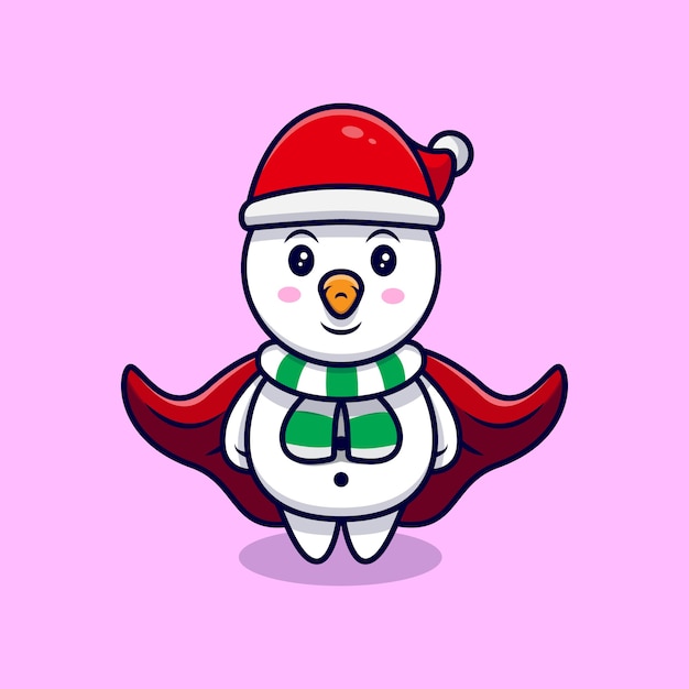 Bonhomme De Neige Mignon Portant Une Illustration De Dessin Animé De Mascotte De Manteau.