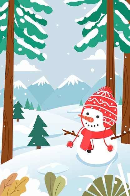 Bonhomme De Neige Sur La Neige En Hiver Froid