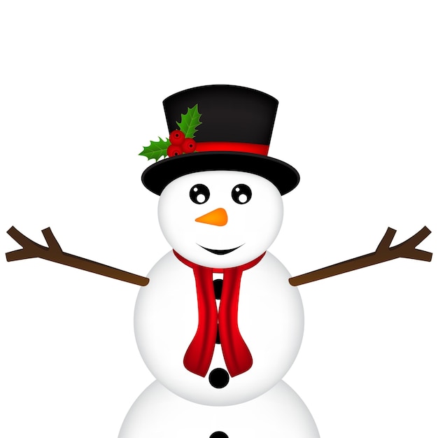 Bonhomme de neige de Noël sur illustration vectorielle fond blanc