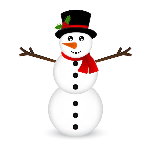 Bonhomme de neige de Noël sur illustration vectorielle fond blanc