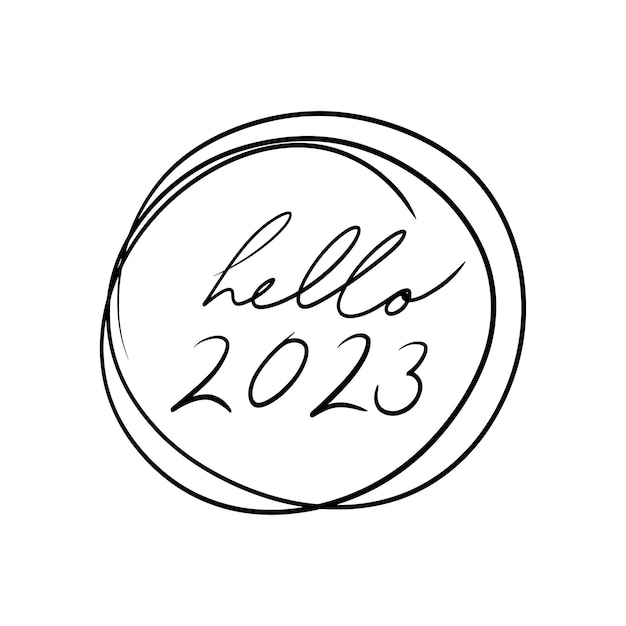 Bonjour 2023. Bonne année. Conception typographique moderne, simple et minimale d'un dicton Hello 2023