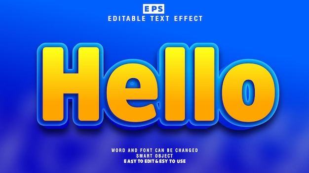 Bonjour 3d vecteur d'effet de texte modifiable avec fond