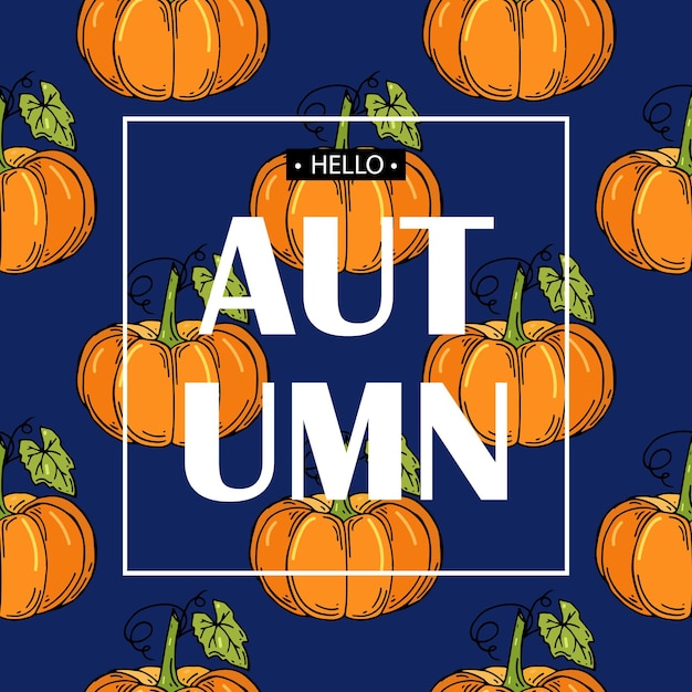 Bonjour Automne avec des citrouilles Illustration vectorielle